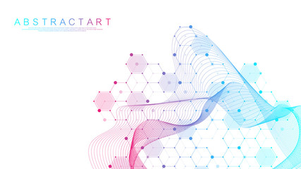 Coronavirus 2019-nCov background for medicine, science, technology, chemistry. Science template wallpaper or banner COVID-2019. Coronavirus wave flow. Vector illustration.