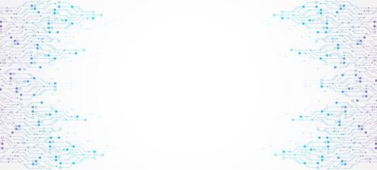 Technology circuit board texture background. Abstract circuit board banner wallpaper. Digital data industry. Engineering electronic motherboard. Wave flow , vector illustration.