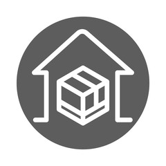 delivery cargo service logistic cardboard box in house block style icon