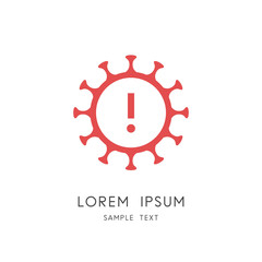 Coronavirus warning symbol - covid-19 or sars virus and exclamation point. Risk group and danger of infection vector icon.
