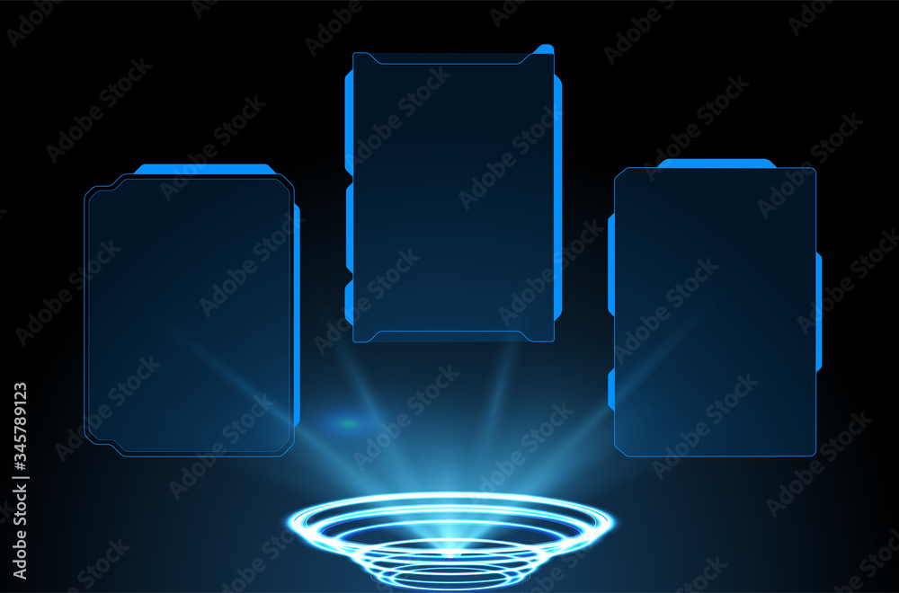Poster Warning frame. Abstract tech design Set of frame in modern HUD style background. Abstract technology communication design innovation concept background.Vector abstract graphic design.