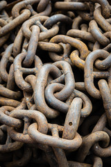 Large metal chains in the shipyard