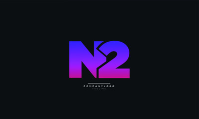 N2 Letter Logo Alphabet Design Icon Vector Symbol