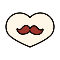 happy fathers day, love heart moustache decoration celebration line and fill icon