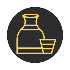 jug and cup clay kitchen block and line icon