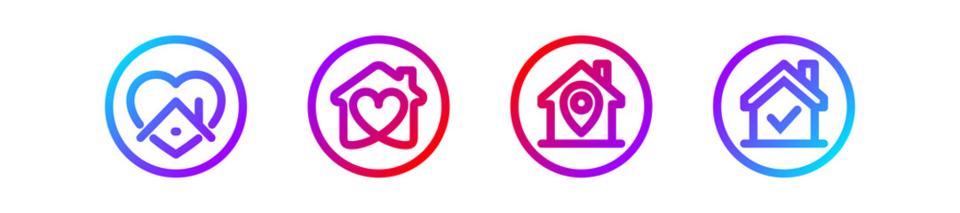 editable stroke line icons set of Stay home for Social media in support of self isolation. staying at home Prevent coronavirus spread. Covid19 perfect outline icon hashtag stayhome Isolated on white