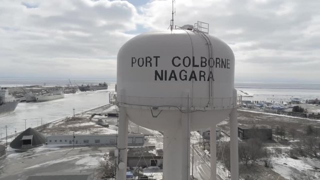 Drone footage of a now-demolished water tower.