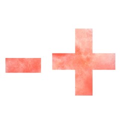 Orange space alphabet. Minus and plus. Digital art. Isolated on white background. Stock illustration.