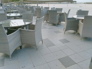 tables and chairs at beach