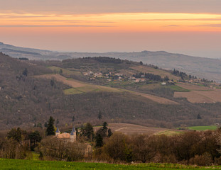 sunrise over the Beaujolais countryside