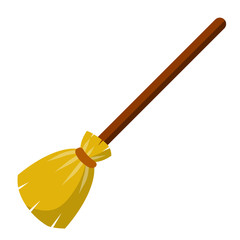 Broom. Sweeping and Old wooden MOP in wooden handle.