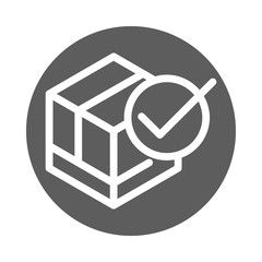 cardboard box check mark ok delivery cargo service logistic block style icon