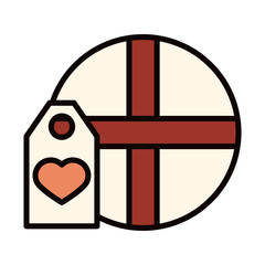 happy fathers day, top view gift box with tag love celebration line and fill icon