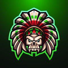 Tribal skull head mascot logo