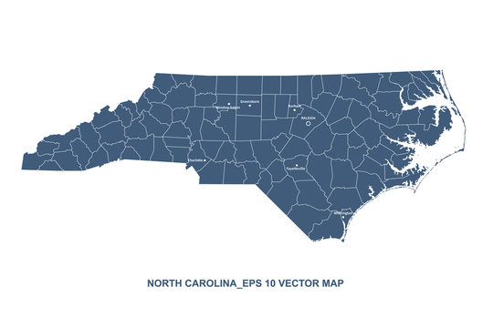 north carolina map. vector map of north carolina in US. united states eps map.