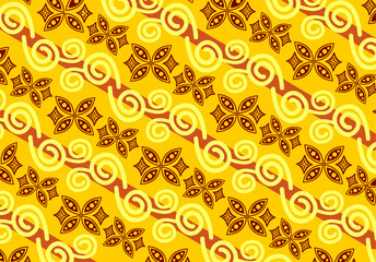 Indonesian batik motifs with very distinctive plant patterns,Vector