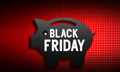 Black Friday sale label in piggy bank