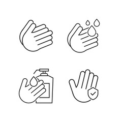 Hand washing and cleaning with water icon vector flat . Hands Wash With Soap Icon Vector . hand sanitizer icon