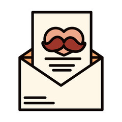 happy fathers day, mail envelope letter celebration line and fill icon
