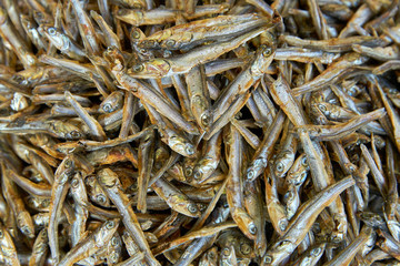 Chinese Market Dried Fish . Small dried fish in an Asian market.

