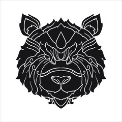 Ornament Animal head Tribal tattoo design. Beautiful illustration for design, print clothing, stickers, tattoos. Hand drawn animal illustration. 