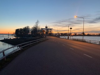 sunset on the bridge