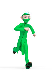 old doctor cartoon is running