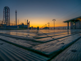 coney island boardwalk at sunrise