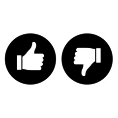 Thumb down and thumb up black icon