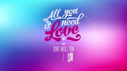 funny inspiring text with words all you need is love and one million in cash written with groovy and modern lettering