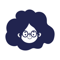 cute young woman face cartoon isolated icon on white background