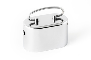 Silver metal money box.