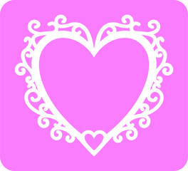 Heart contour with arabesque and pink background