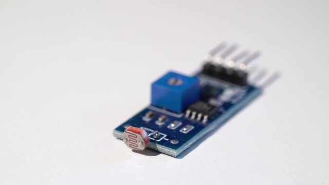 Photoresistor for detecting light. Electronics components for diy engineering