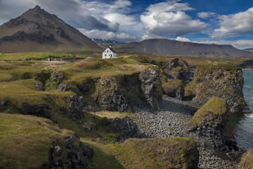 the white house on the Snaefellsnes Peninsula, Western Iceland