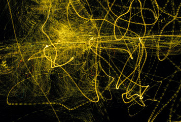 Abstract light trails on film from long exposure