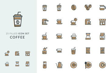 25 Icon Brown Color Set - Coffee