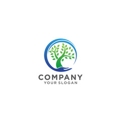 Leaf tree Creative Concept Logo Design Template