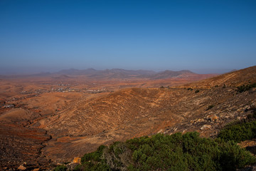 view of a landscape of Fuerteventura, Canary Islands, Spain, from Lookout Camino Velosa. October 2019