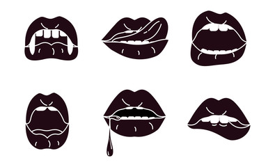 Mouth with different expressions