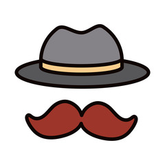 moustache and hat accessory celebration line and fill icon