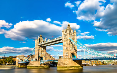 Tower Bridge across the Thames River in London