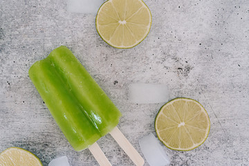 lemon and lime on ice popsicle
