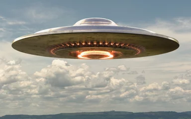 Fototapeten UFO-Beschneidungspfad für nicht identifiziertes Flugobjekt © ktsdesign