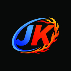 Initial Letters JK Fire Logo Design