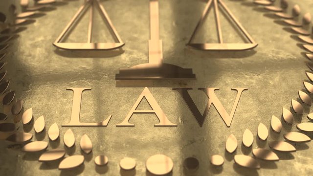 Lawyer attorney barrister law settlement in court title plaque 3D animation