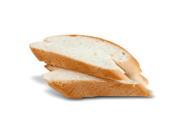 sliced french baguettes bread isolated on white background
