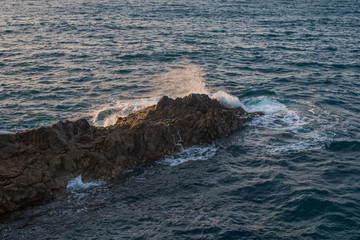Waves hitting rocks near Ajuy caves Fuerteventura,Spain. October 2019