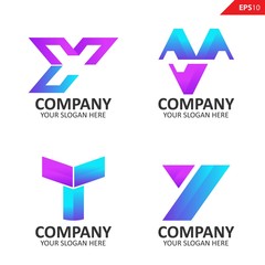 Set of letter Y logo icons. Suitable for studio company, technology, communication, application, software, and others.