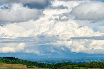 Fototapeta na wymiar stormy clouds on the Beaujolais